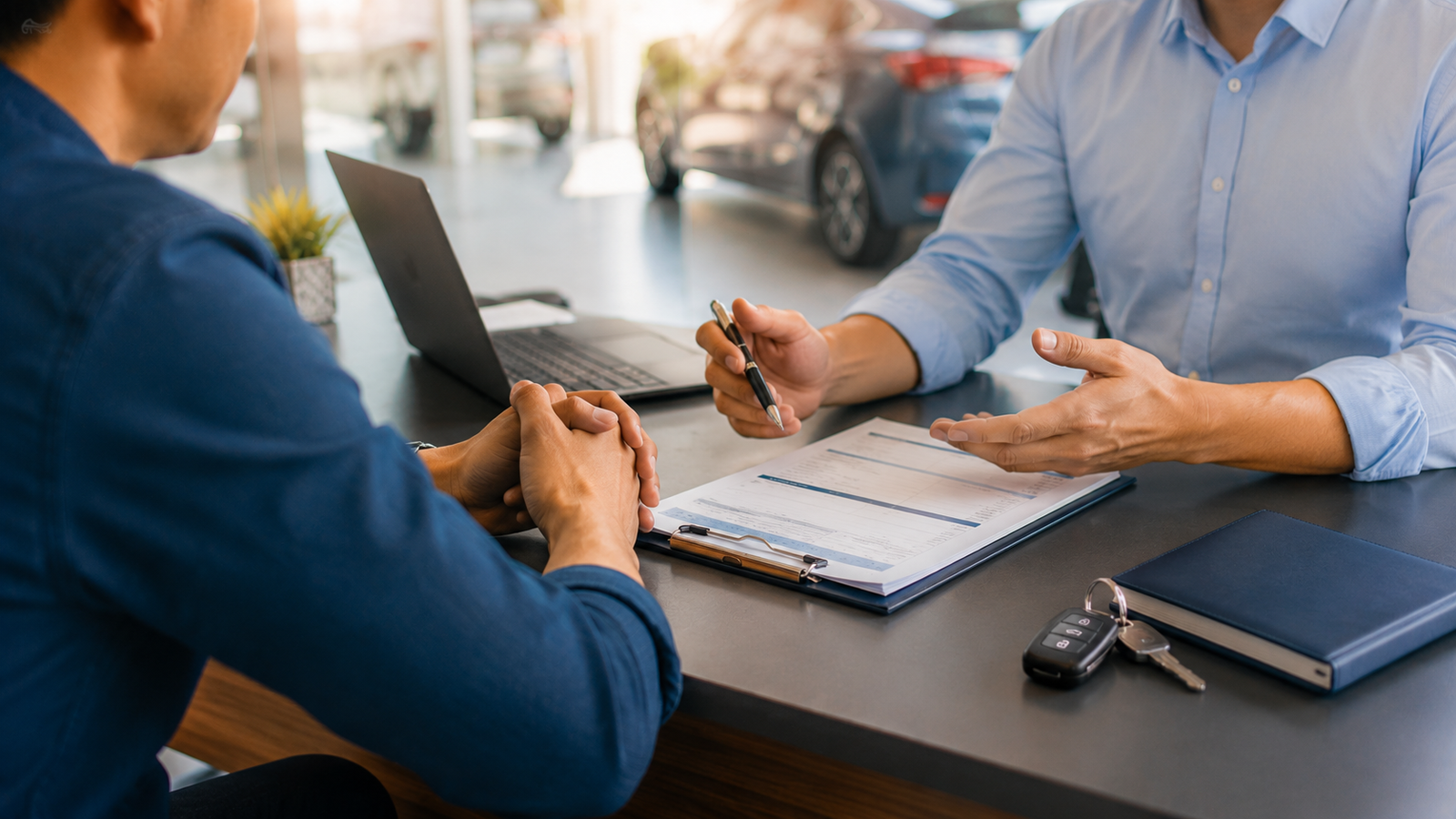 Persona recibiendo asesoría sobre cómo comprar un auto sin buró de crédito